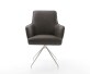 Chaise-pivotante Heira-Flex avec accoudoirs microvelours anthracite vintage pied croisé conique acier inoxydable brossé pivotement sur 180° ressorts ensachés 1